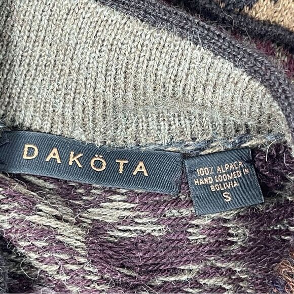 Dakota 100% alpaca women’s small brown knit color block button up long Cardigan - Picture 3 of 6